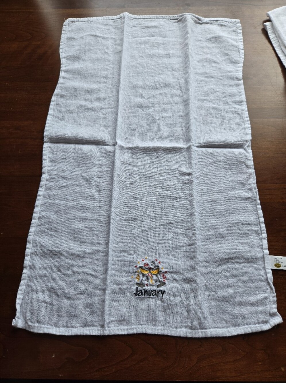 White Embroidered Months Hand Towels - Picture 14 of 16